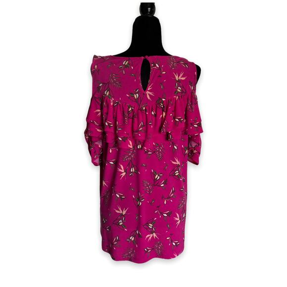 Lane Bryant Womens Top Size 18 20 Pink Floral Cold‎ Shoulder Bird of Paradise - Picture 3 of 5